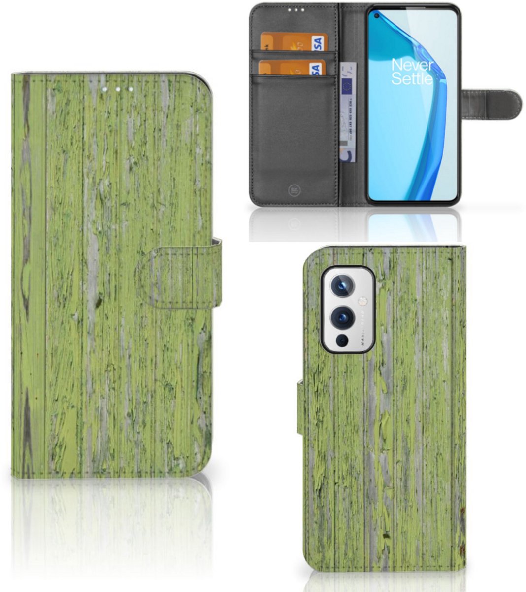OnePlus 9 Book Style Case Green Wood