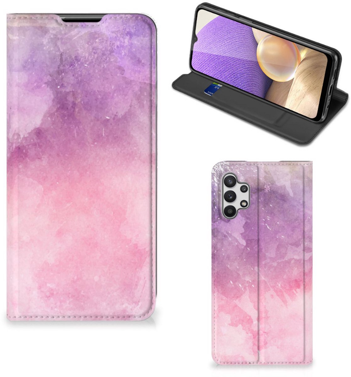Bookcase Samsung Galaxy A32 5G Pink Purple Paint