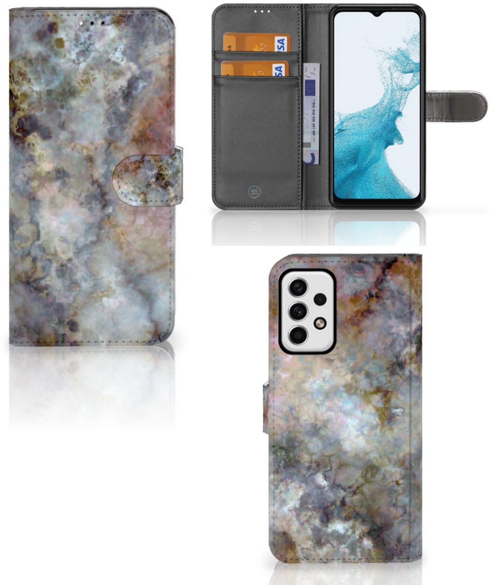 Samsung Galaxy A23 Bookcase Marmer Grijs