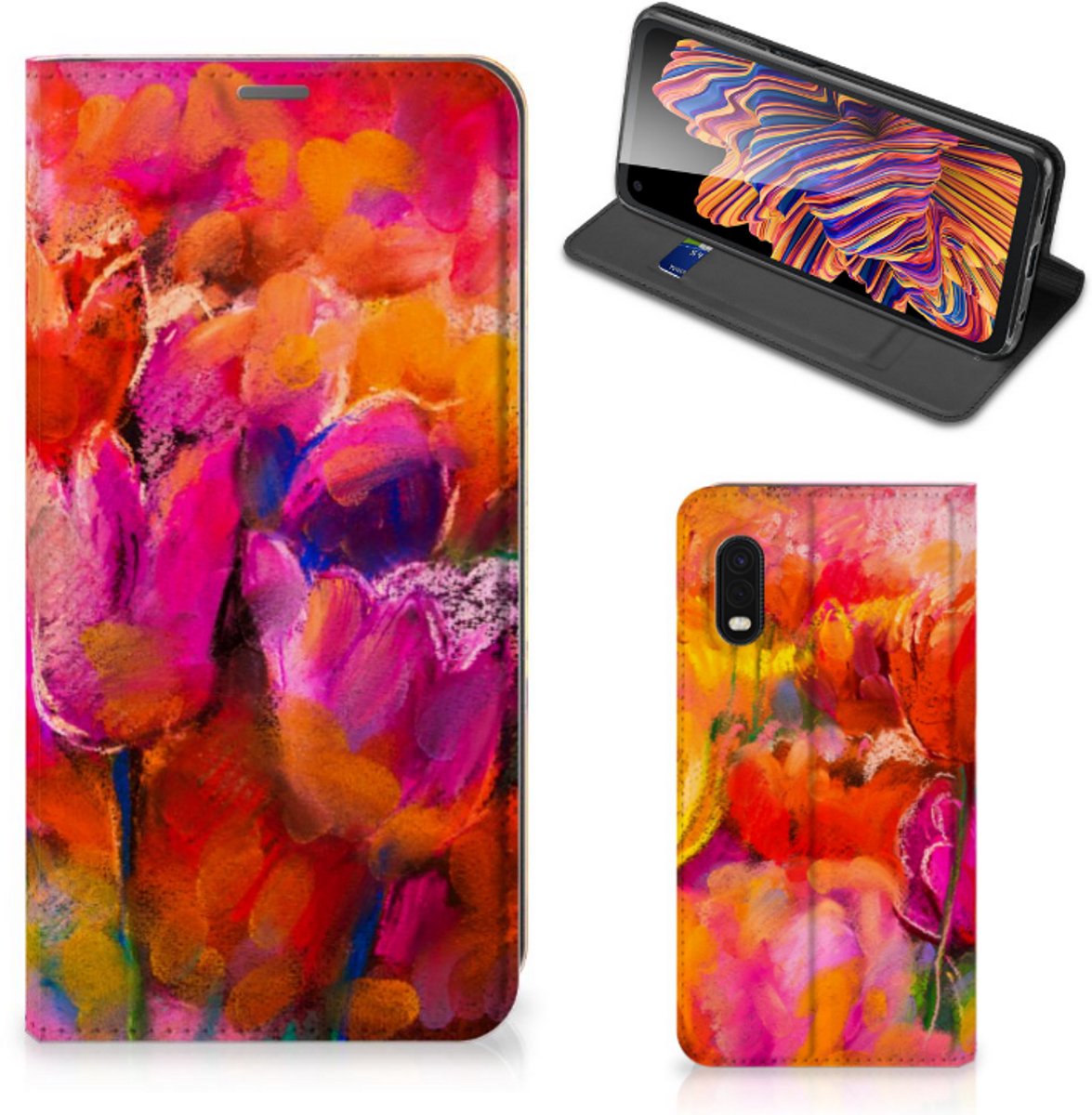 Bookcase Samsung Xcover Pro Tulips