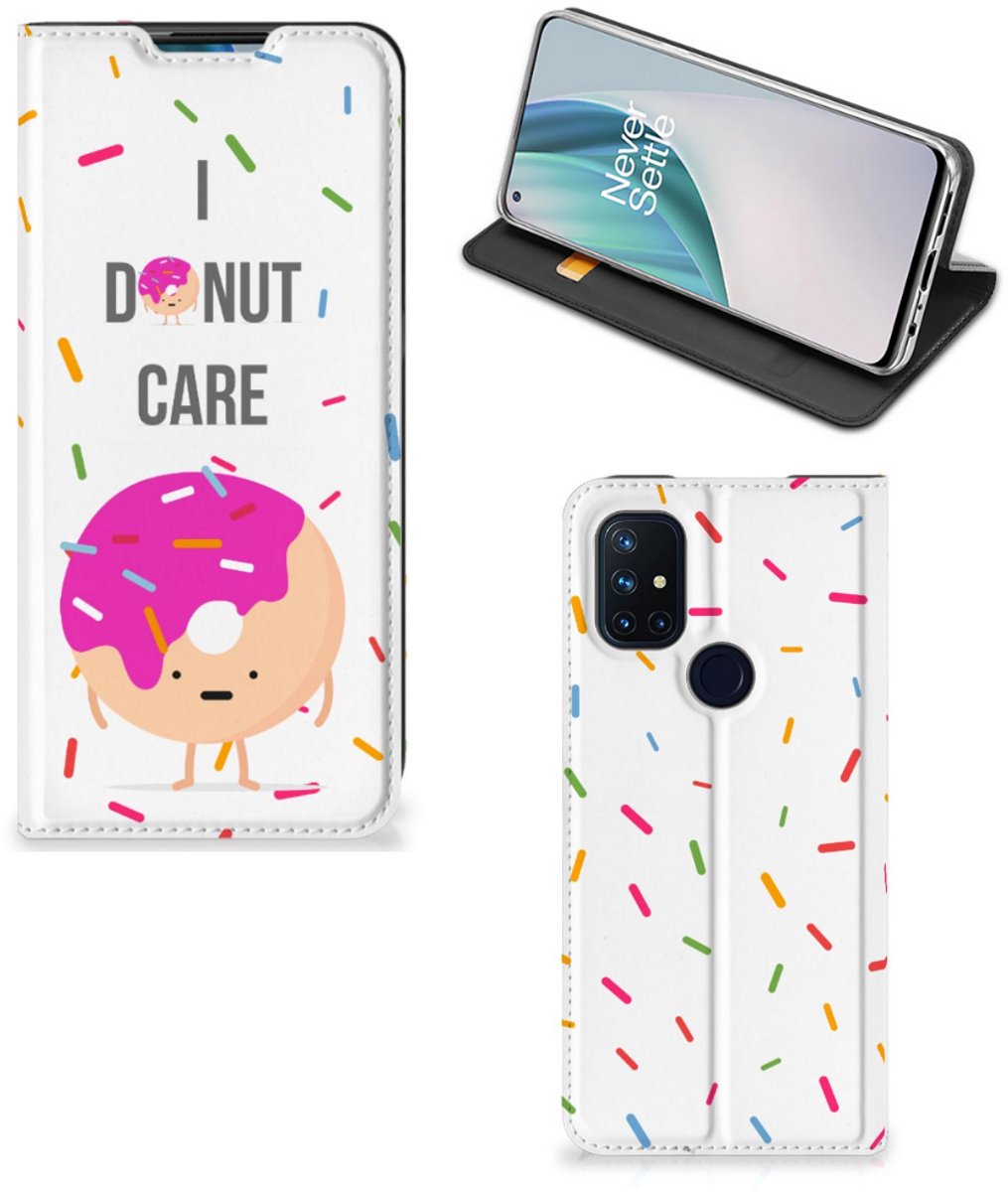 Standcase Hoesje voor OnePlus Nord N10 5G Flip Style Cover Donut Roze