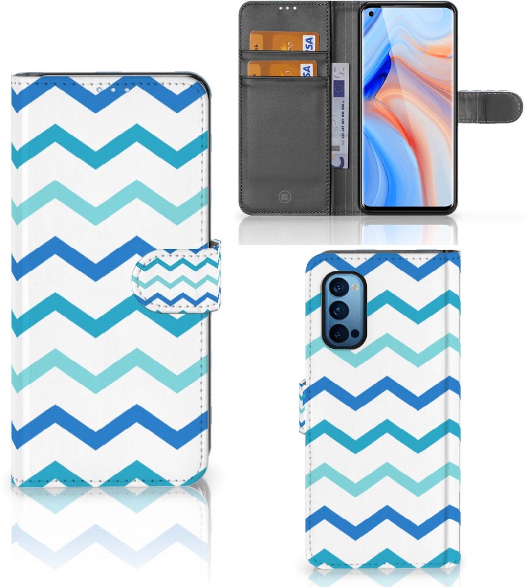 OPPO Reno 4 Pro 5G Telefoon Hoesje Zigzag Blauw