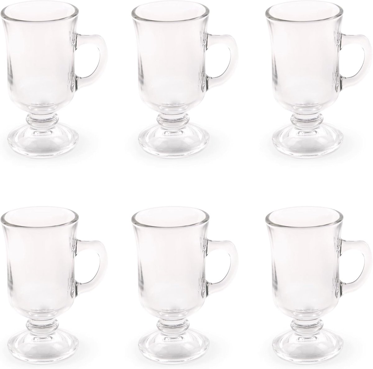 Set van 6 Elegante Ierse Koffiemokken van Glas - 120 ml