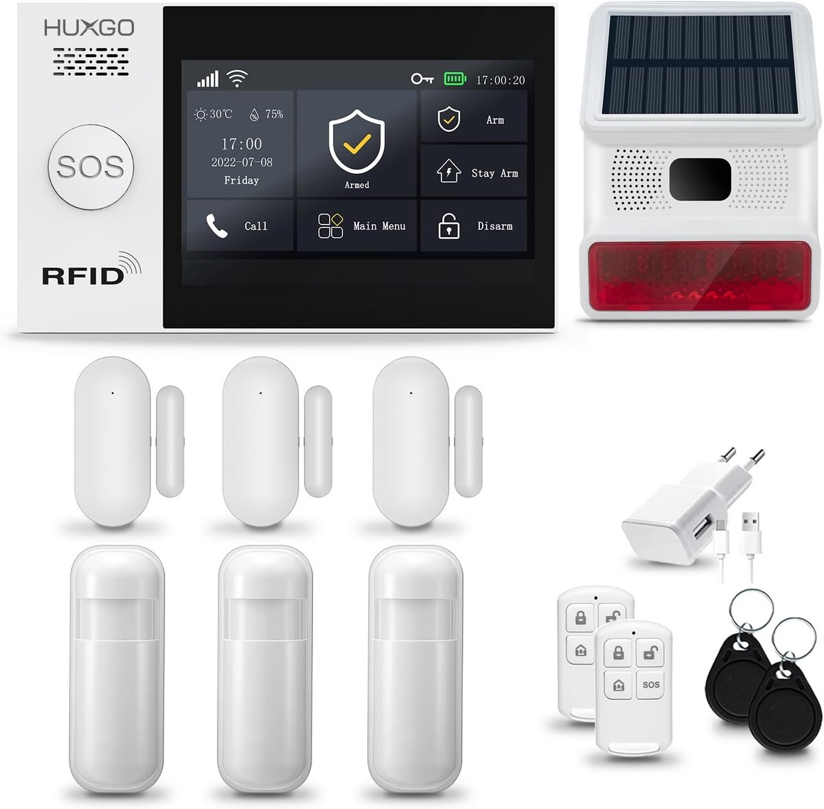 Draadloos Alarmsysteem met Sirene GSM 4G + WiFi | Compleet Slim Beveiligingssysteem met Bewegings- en Deursensoren | Perfect voor Huis en Appartement