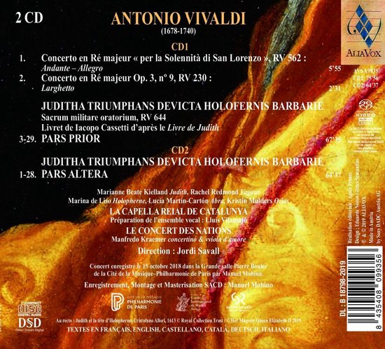Concert Des Nations Jordi Savall Ca - Juditha Triumphans Rv 644 (2 Super Audio CD) - Concert Des Nations Jordi Savall Ca