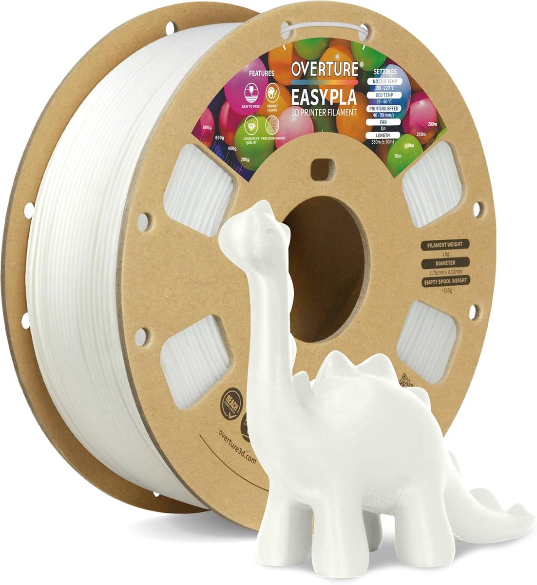 3D Printer Filament 1.75mm PLA 1kg Kartonnen Spoel Hoge Precisie