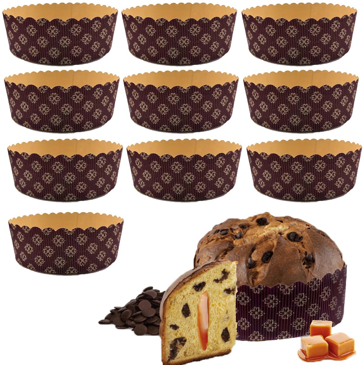 Papieren Bakvorm - Hoge Temperatuur Bestand voor Panettone - 10 Stuks
