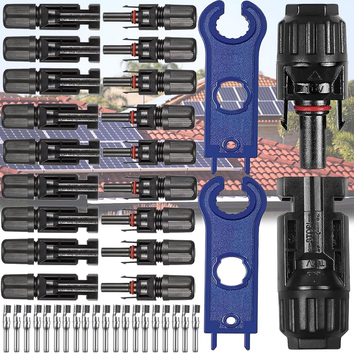 10x MC4 Stekkers Set voor Zonnepanelen - Waterdichte IP67 Kabelconnectoren voor 2.5/4/6mm² PV Kabels