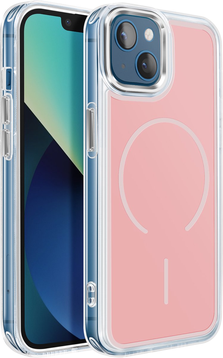 Avizar MagSafe Hoes Geschikt voor Apple iPhone 13 / 14 Hybride Ontwerp Versterkt, Roze