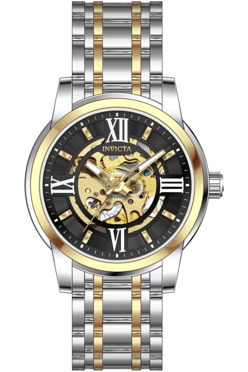 Invicta Objet D Art 69131 Heren Horloge - Waterdicht - Analoog - Automatisch Uurwerk - Roestvrij Staal met zwarte Wijzerplaat - 41mm