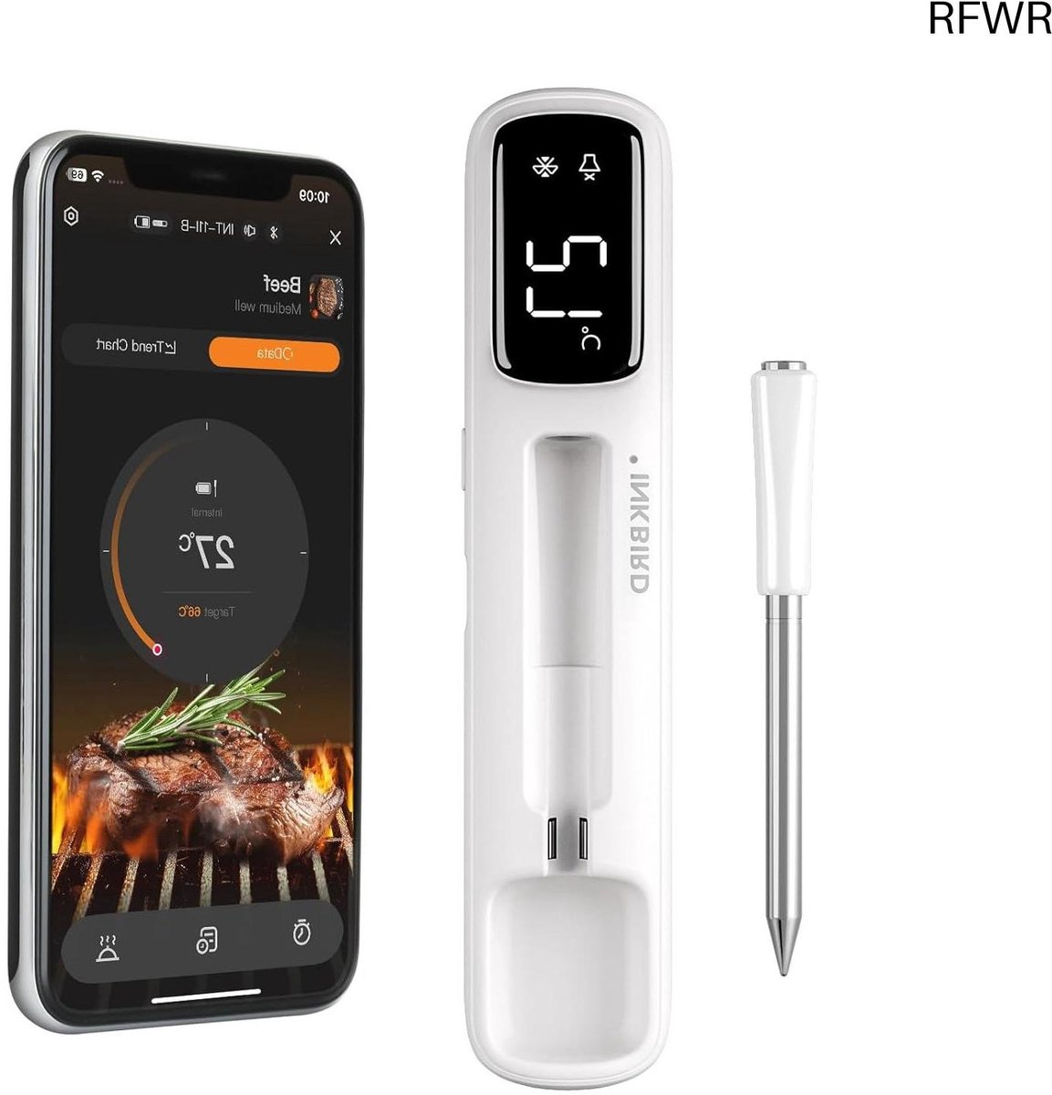 Vleesthermometer Draadloos - kerntemperatuurmeter Bluetooth - BBQ Accessoires - Koken