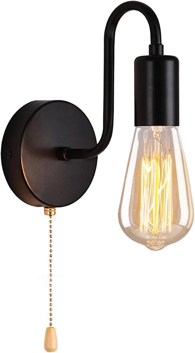 Wandlamp Binnen met Snoer - Wandlamp met Stekker voor Binnen - met Dimbare Schakelaar - Industrieel en Vintage - Slaapkamer Bedlampje - Decoratie