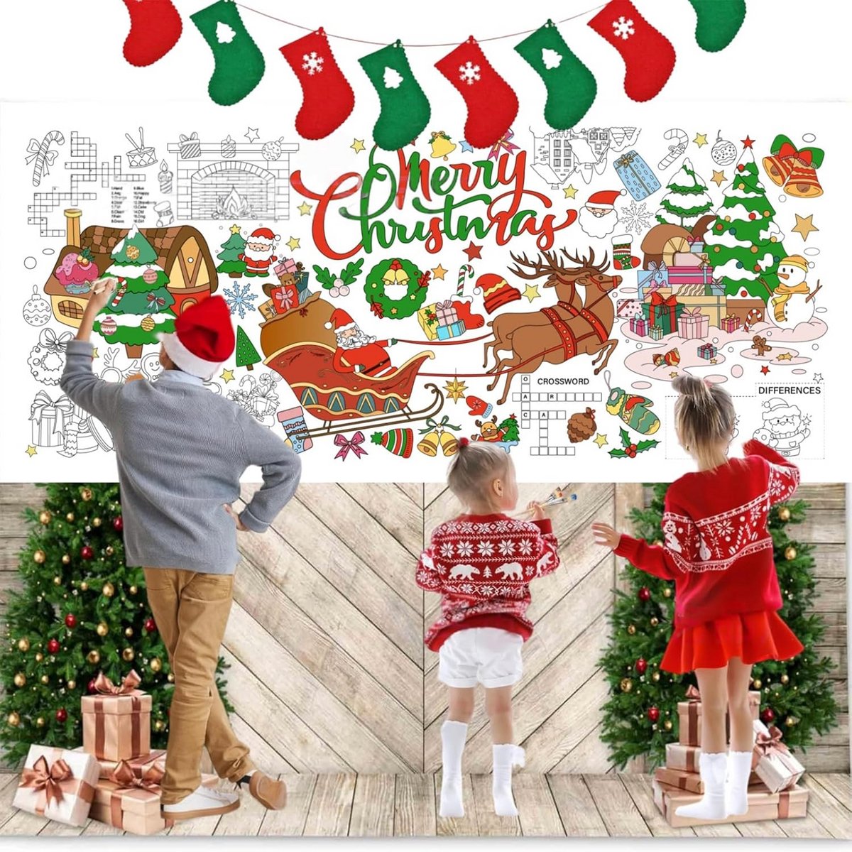Inkleurbare Kerst Tafelkleden voor Kinderen - Knutselactiviteit en Decoratie