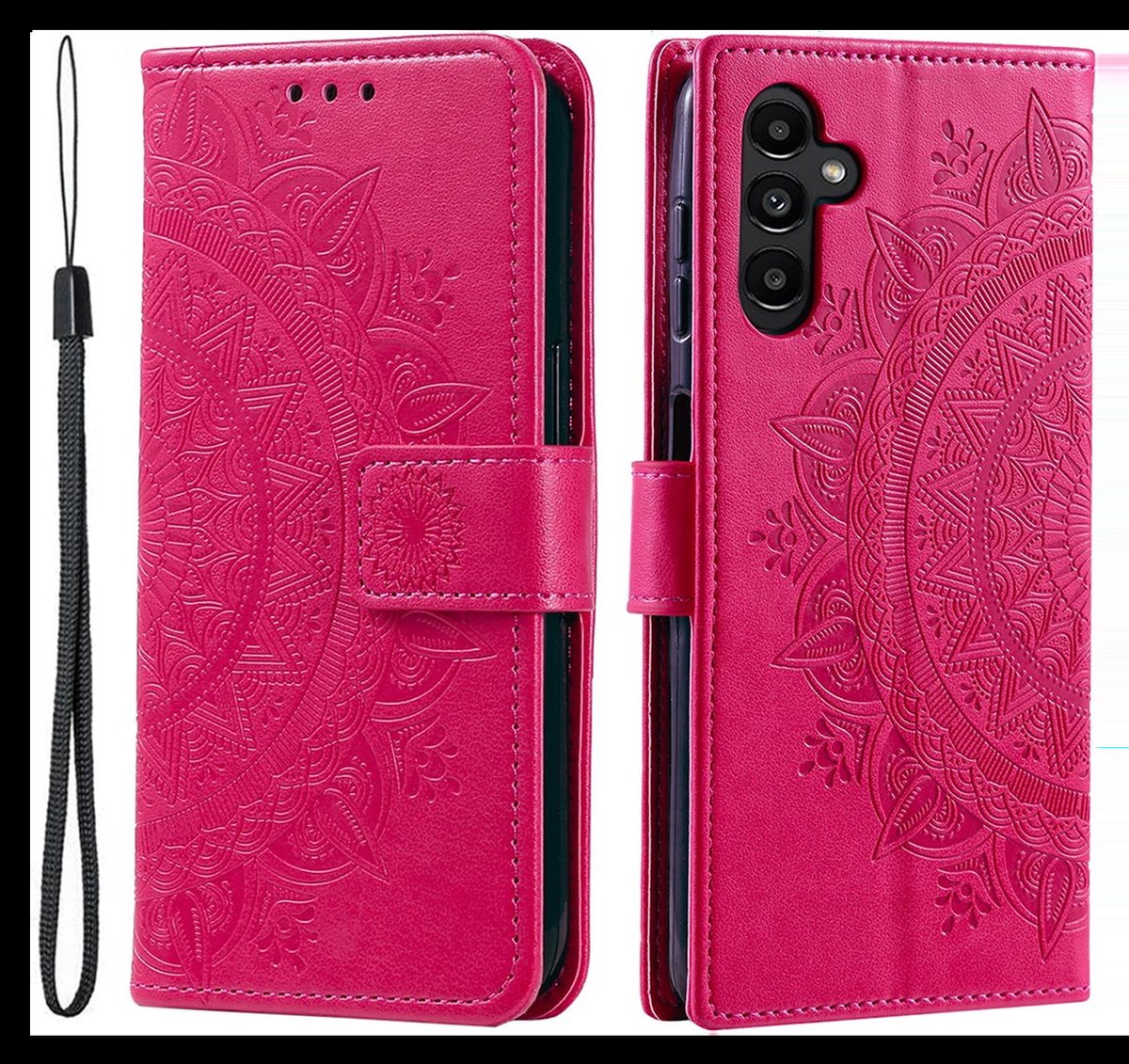 Mandala Book Case Geschikt voor Samsung Galaxy A36 - Hoesje met Pasjeshouder Roze