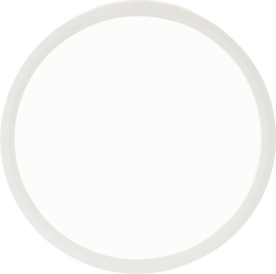 Witte ronde plafondlamp met een subtiel wit frame, 29,7 cm diameter.