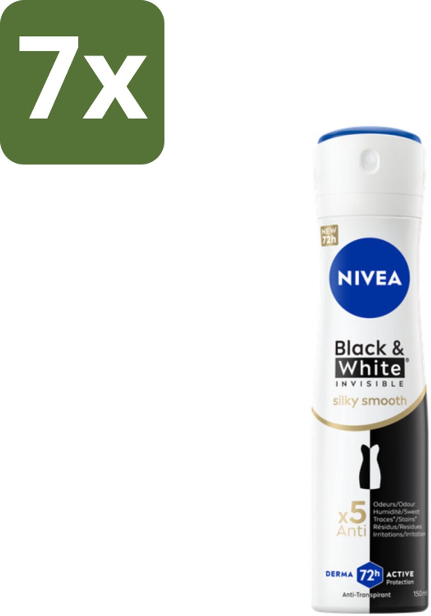 NIVEA Deodorant Spray Black & White Silky Smooth 150 ml - Bulkverpakking - 7 stuks