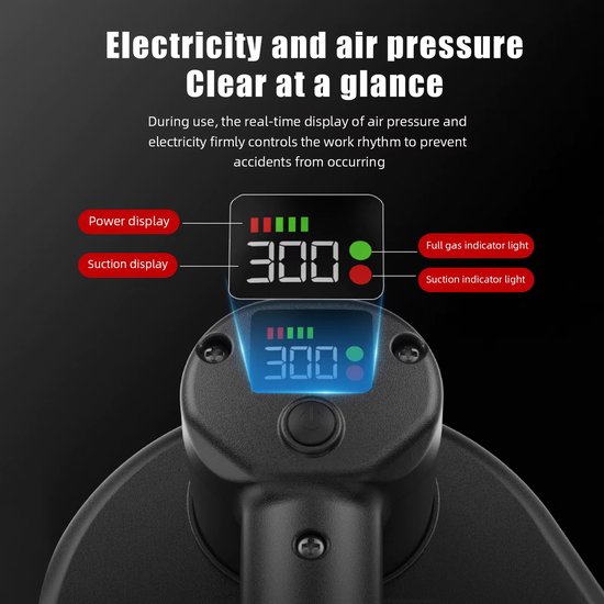 Taskstar Accu-Zuignap - 25 Cm - Elektrisch - 4x 3000mAh - LCD Display - 250 Kg Draagkracht