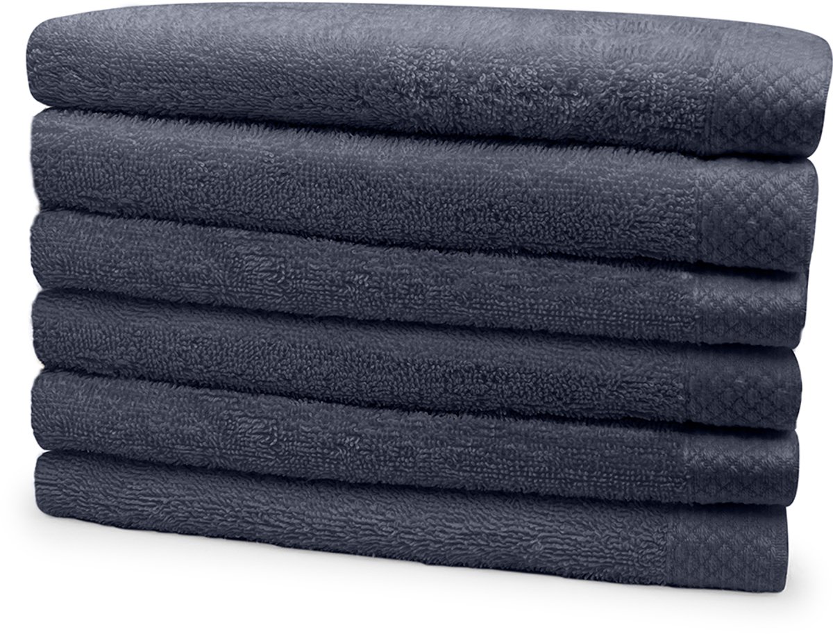 Eleganzzz Handdoeken Set - Set van 6 - Handdoek 50x100cm - 420 gr/m2 - 100% Katoen - dark grey