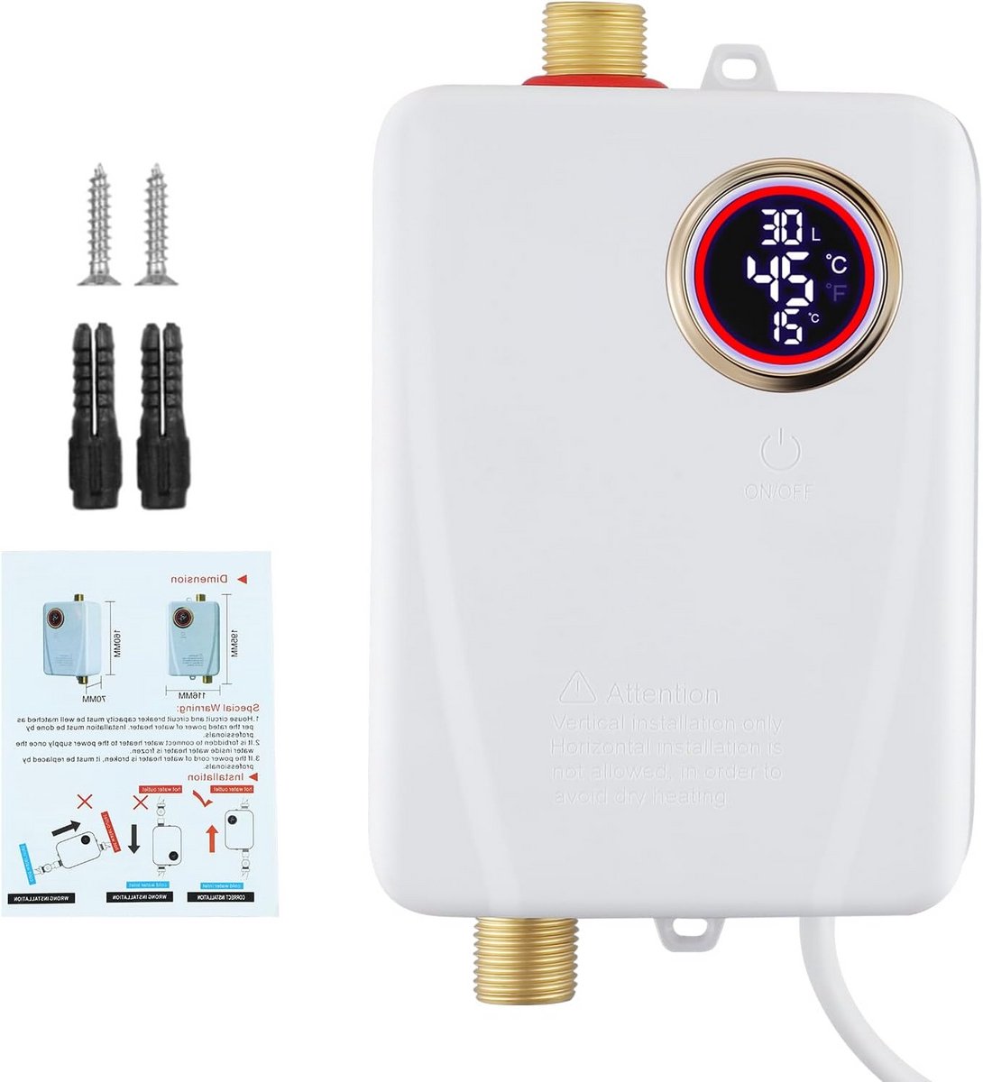 Boiler - Doorstroomverwarmer - Keukenboiler - Doorstroomboiler - Met Display - Verwarming