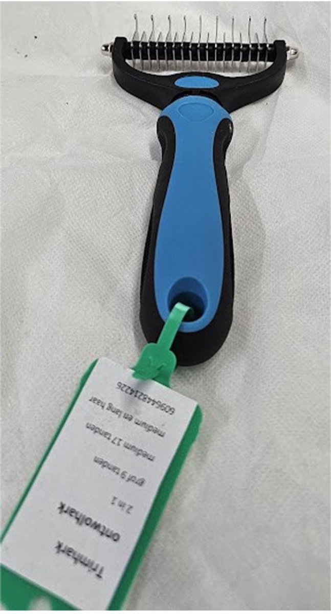 Cocapet - trimhark/ontwolhark voor honden - 2 in 1 - grof 9 tanden - medium 17 tanden - 18 cm x 9.5cm x 3 cm - voor medium en langhaar