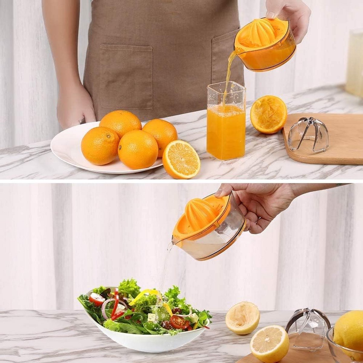 Handmatige Citruspers met Zeef en Container voor Citroen, Limoen en Sinaasappel