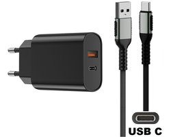 OneOne 20W snellader met 2 poorten + 0,25m sterke USB C kabel. PD lader. Oplader adapter past op Kobo (Rakuten) eReader Elipsa, Elipsa 2E, Sage, Libra 2, Libra Colour, Clara 2E, Clara Colour, Clara BW - Kindle (Amazon) Scribe