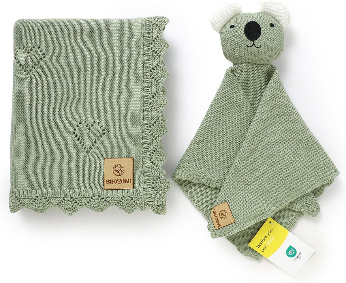 Zachte Katoenen Babydeken met Knuffeldoek - 100% Ademend & GOTS Gecertificeerd