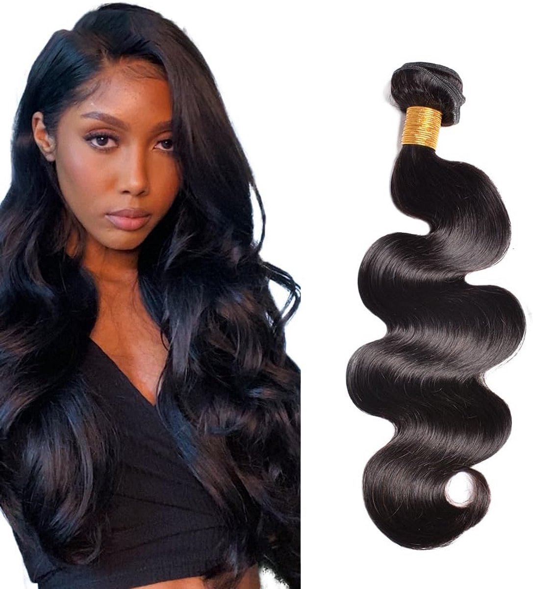 Body Wave Haar Bundels Menselijk Haar Extensions 1B Natuurlijk Zwart 14 Inch