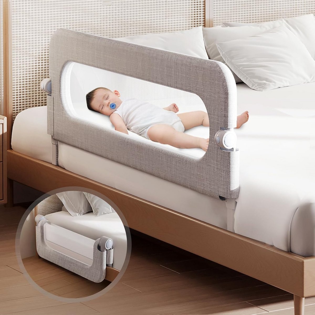 Extra Hoge Kinderbedhek voor Peuters en Baby's - Verstelbaar en Inklapbaar voor Alle Bedmaten