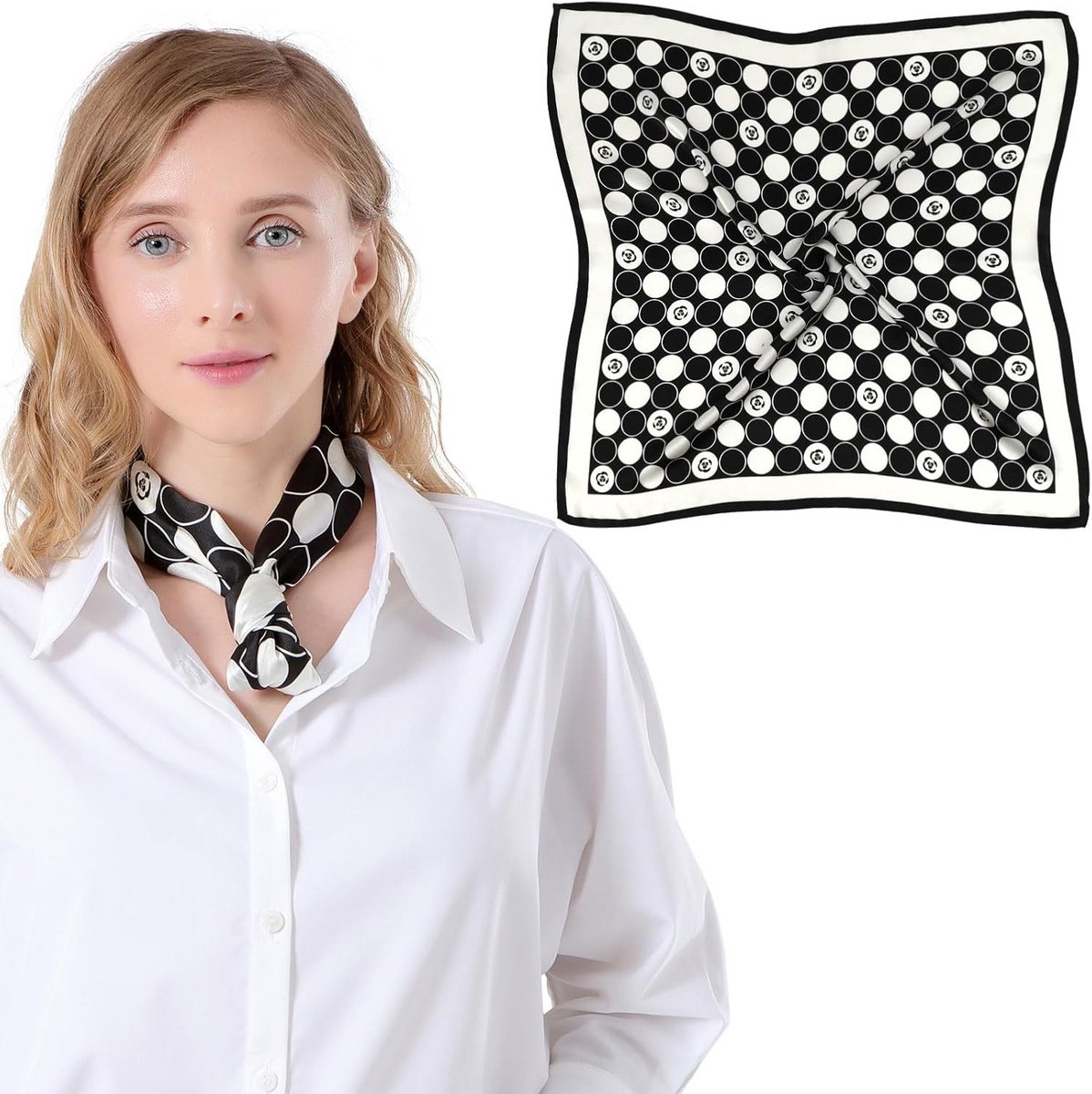 Luxe Zijden Sjaal voor Dames 100% Natuurlijke Zijde Zwart Wit