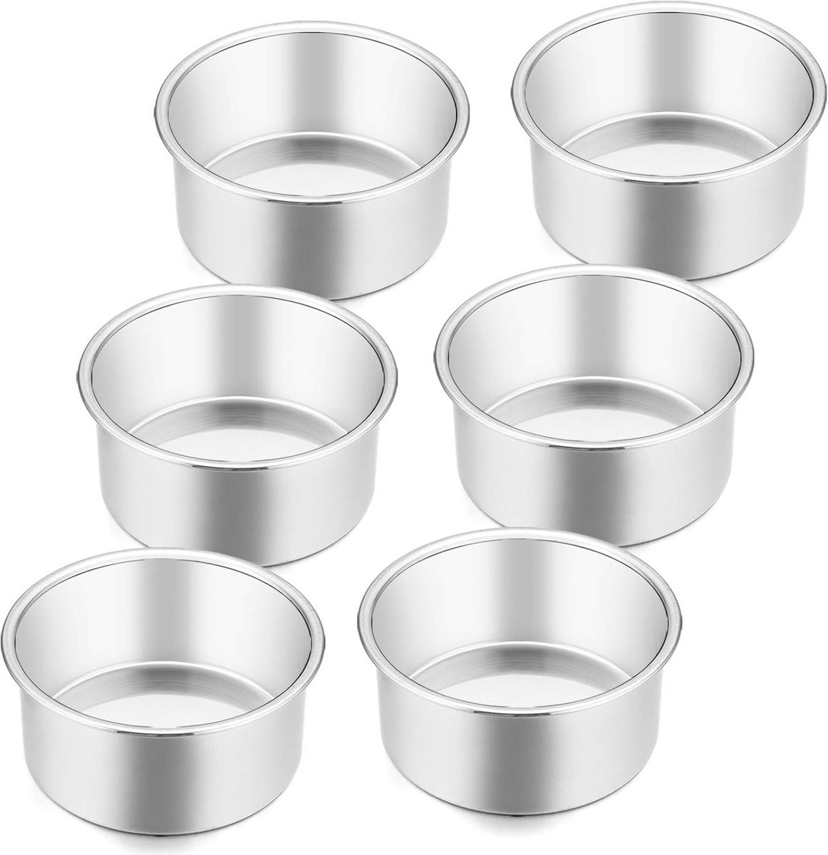 Set van 6 Kleine Ronde Cakevormen 10 cm RVS Mini Bakblikken voor Persoonlijke Taarten