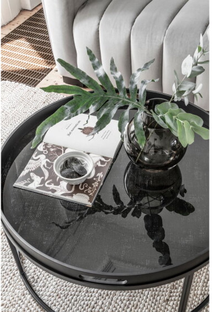 MUST Living Salontafel Golden Fiber rond jute 50x50x37 cm