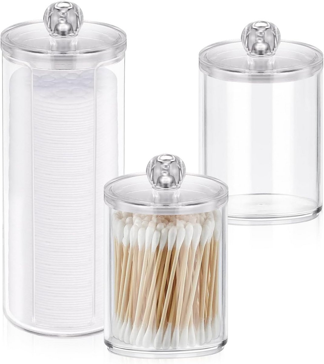 Set van 3 Transparante Opbergcontainers met Deksel voor Badkamer en Slaapkamer