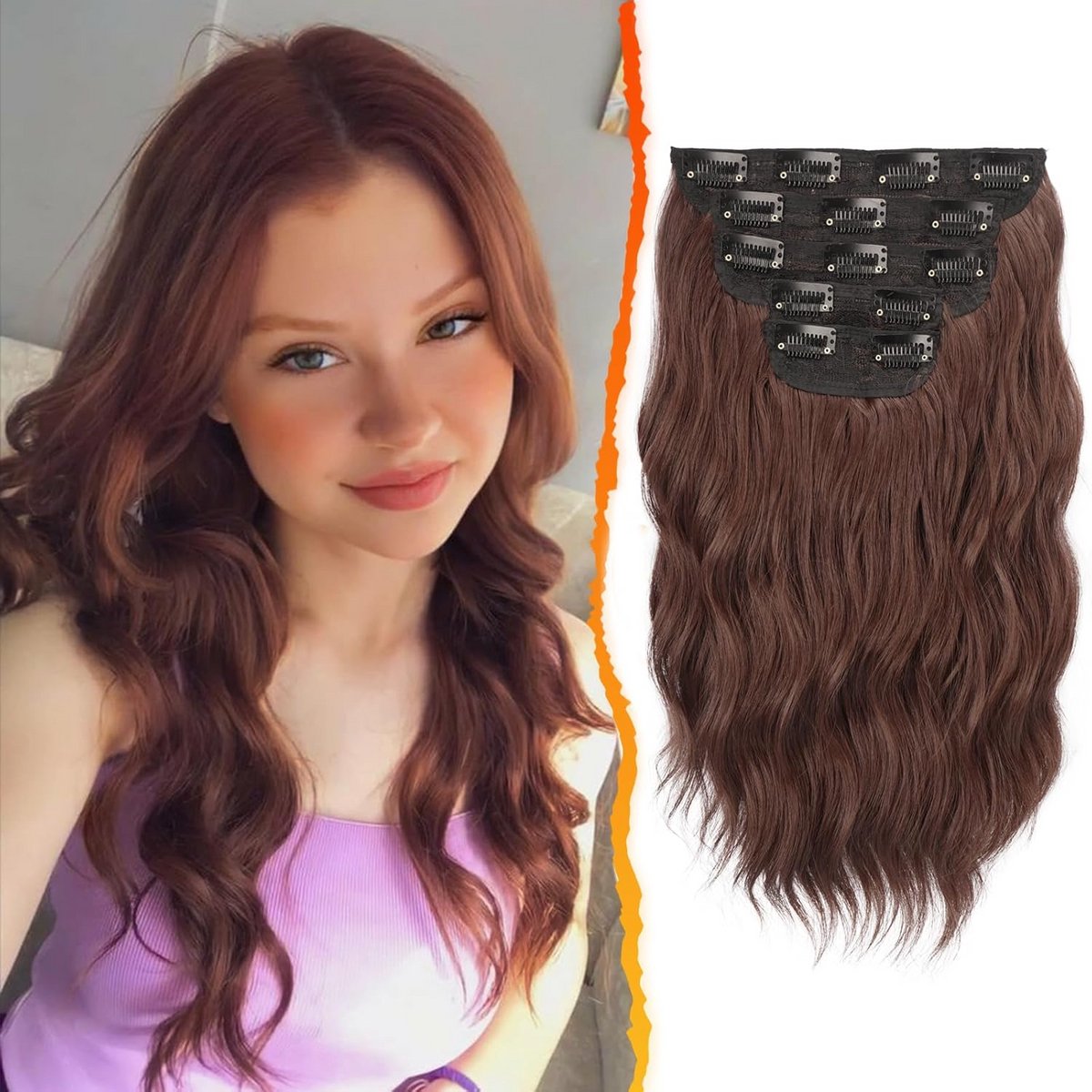 XXL Set Clip-In Haarverlenging Golvend Synthetisch 35cm Direct Volume