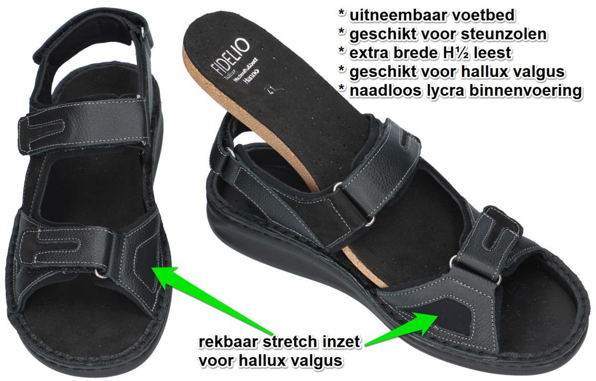 Fidelio Hallux -Heren - zwart - sandalen - maat 46