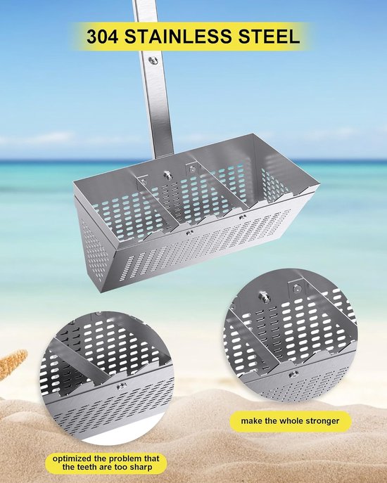 Tuinhark - Bladhark Strandhark - Gazon Onderhoud - Afneembare T-greep - 118cm Mand - Metaal — afbeelding 3