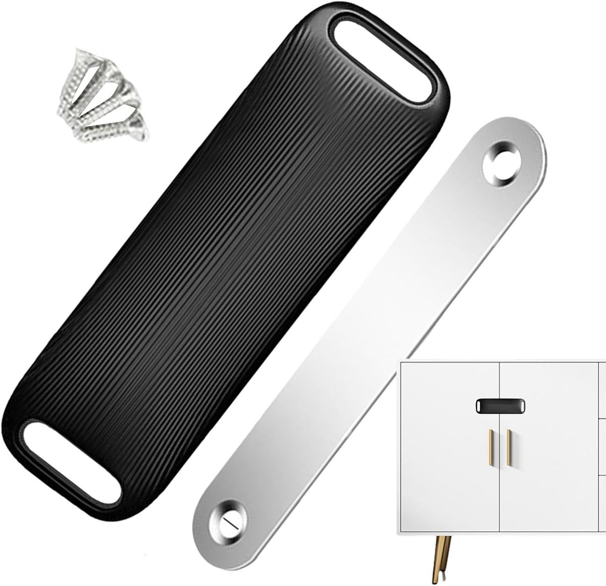 Magnetische Kastsluiting - Meubel Latch - Kasten Sluiten - Sterke Magneetkracht - 8 x 2.5 cm - Zwart
