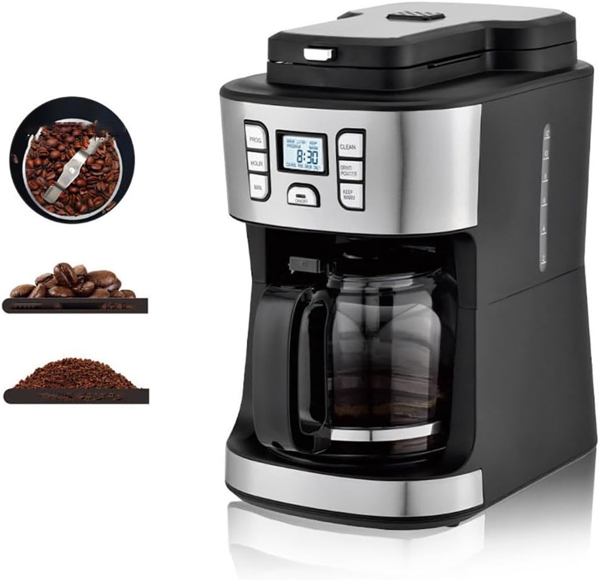 Volledig Automatische Koffiezetter - Bonen tot Koffie - Verse Koffie Maken - 24 Uur Programmeerbaar - 1.8 Liter Capaciteit