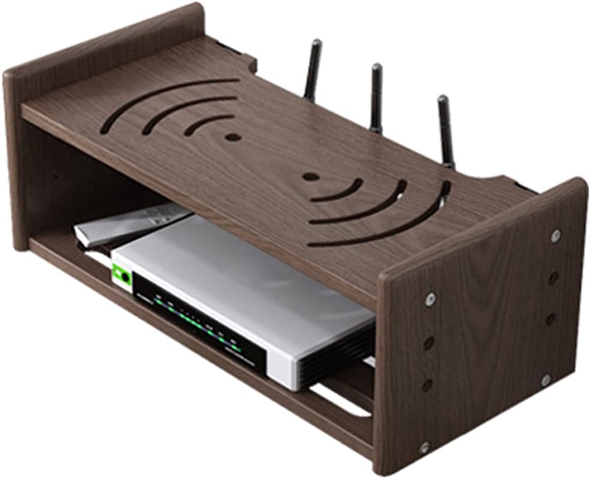 Kabelbeheerbox Hout - Router Opberger - Bureau Organisatie - Massief Walnoot - 40CM