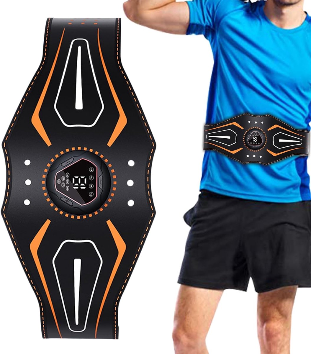Buikspieren Trainer - Elektrische Stimulator - Thuis Fitness - Digitaal Display - 118x14cm - Zwart
