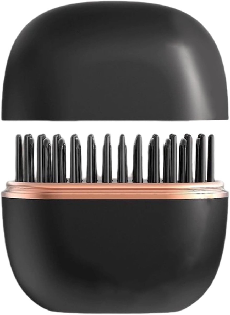 Draadloze Stylingkam - Warmteborstel Stijltang - Snel Haar Stylen - Draagbaar en Compact - 8.8 x 8.3 cm - Zwart Roze