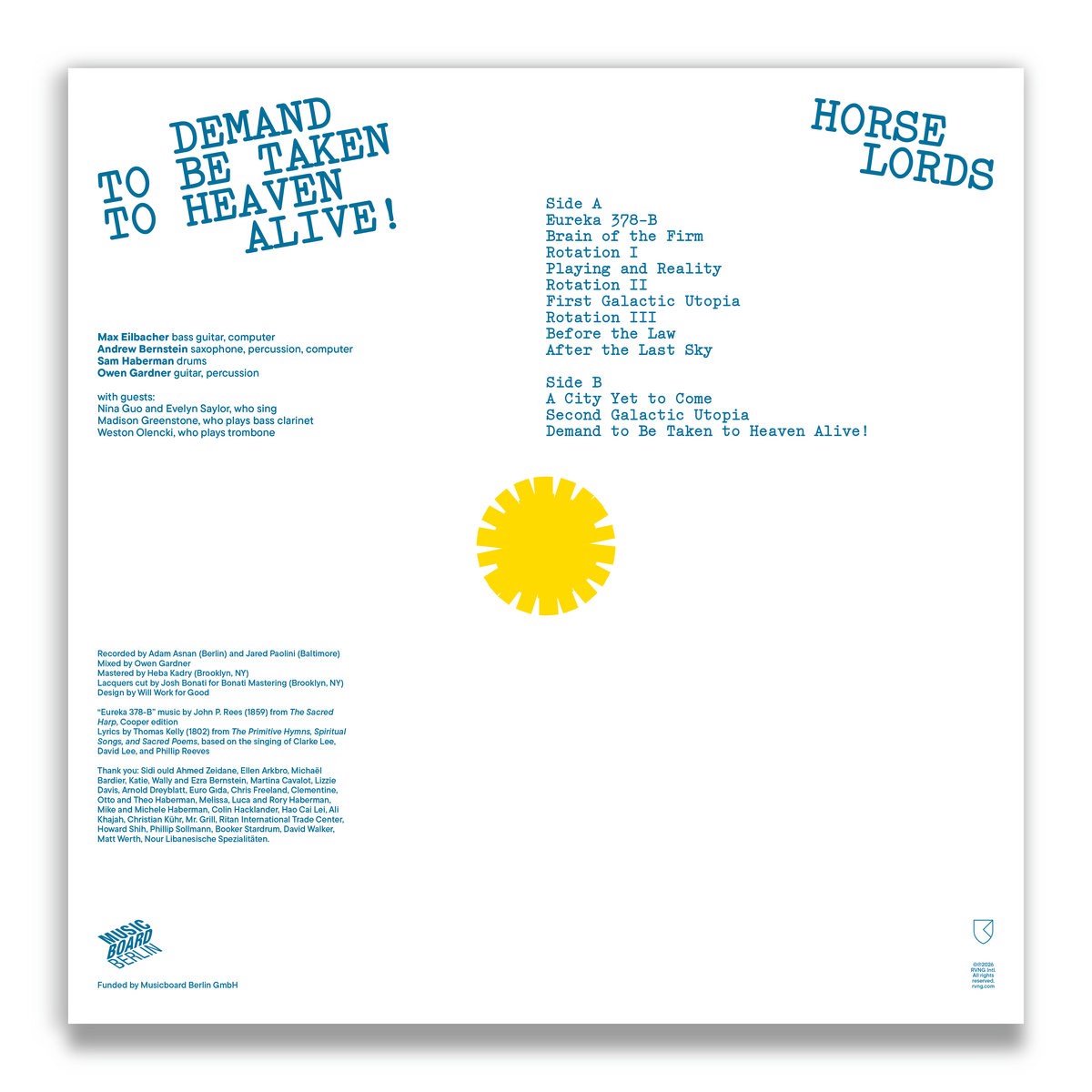 Horse Lords - Demand To Be Taken To Heaven Alive! (LP)