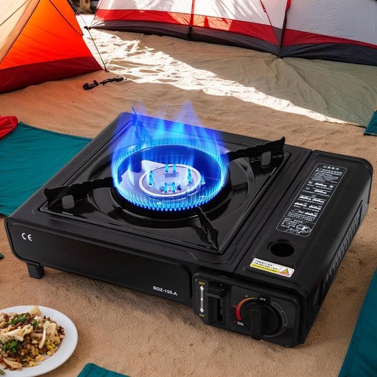 Propaan Kookstel - Camping Kooktoestel - Buiten Koken - Automatische Ontsteking - 34x28x9 cm - Zwart — afbeelding 4