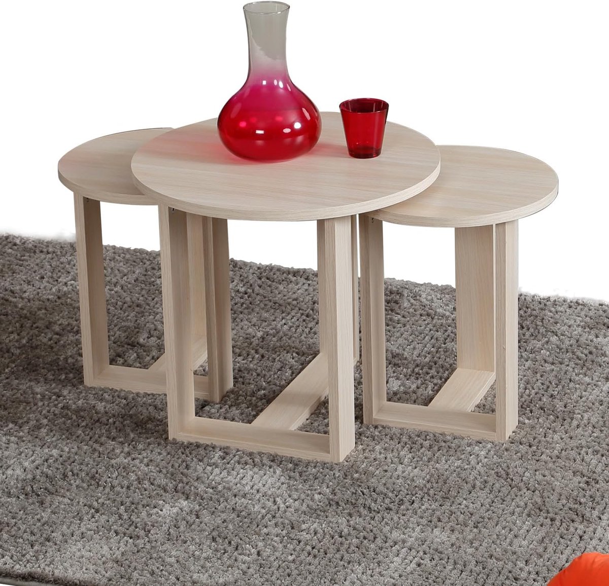 Nesttafel Set - Stapelbaar Meubel - Woonkamer Decoratie - 18mm Dikke Platen - Drie Maten - Eikenlook