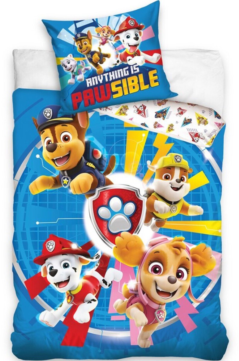 PAW Patrol Dekbedovertrek, Anything is Pawsible - Eenpersoons - 140 x 200 cm - Polykatoen