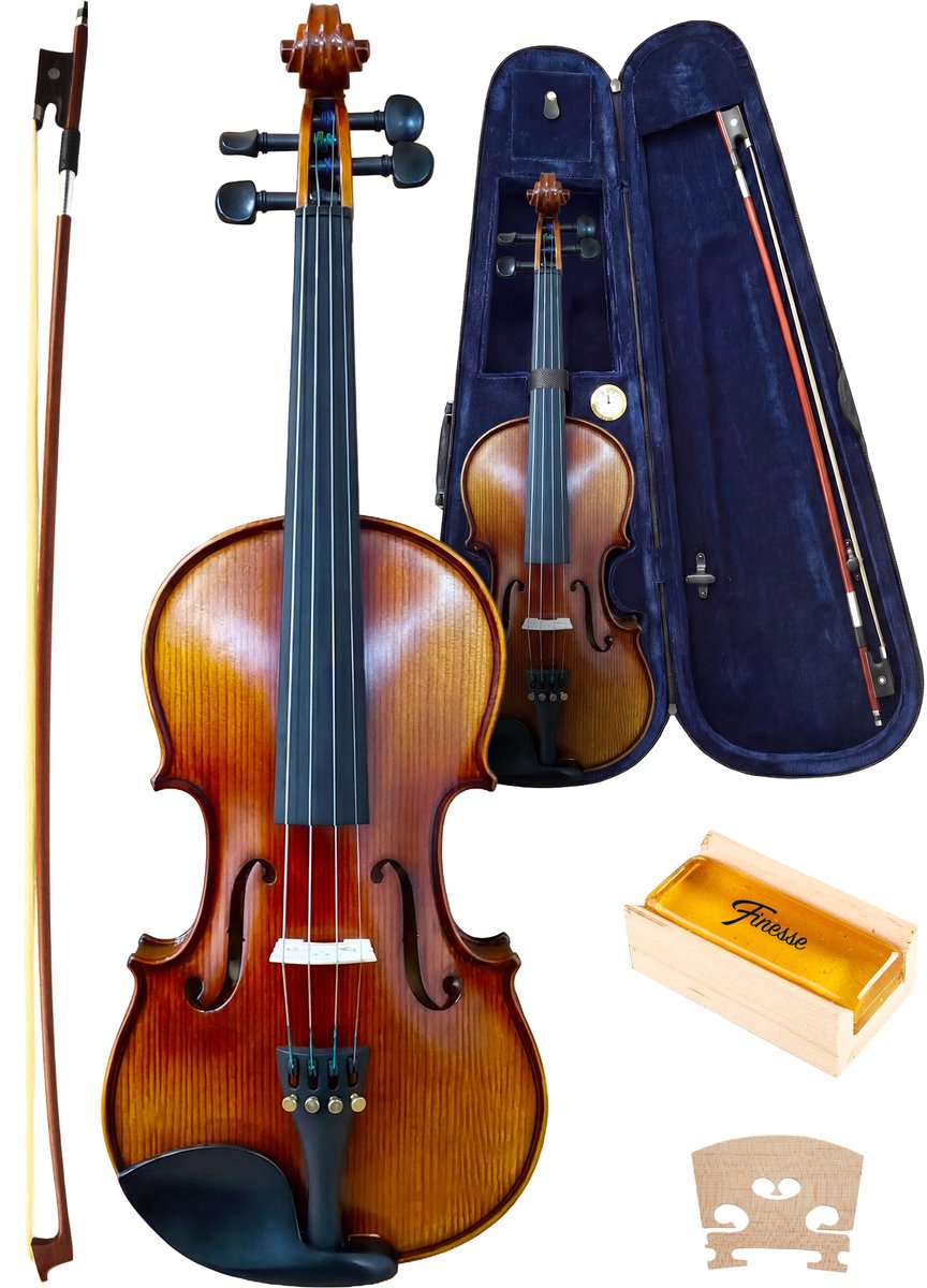 Finesse Viool Starterset - met Koffer & Accessoires - 4/4 - Viool Muziekinstrument - Paris