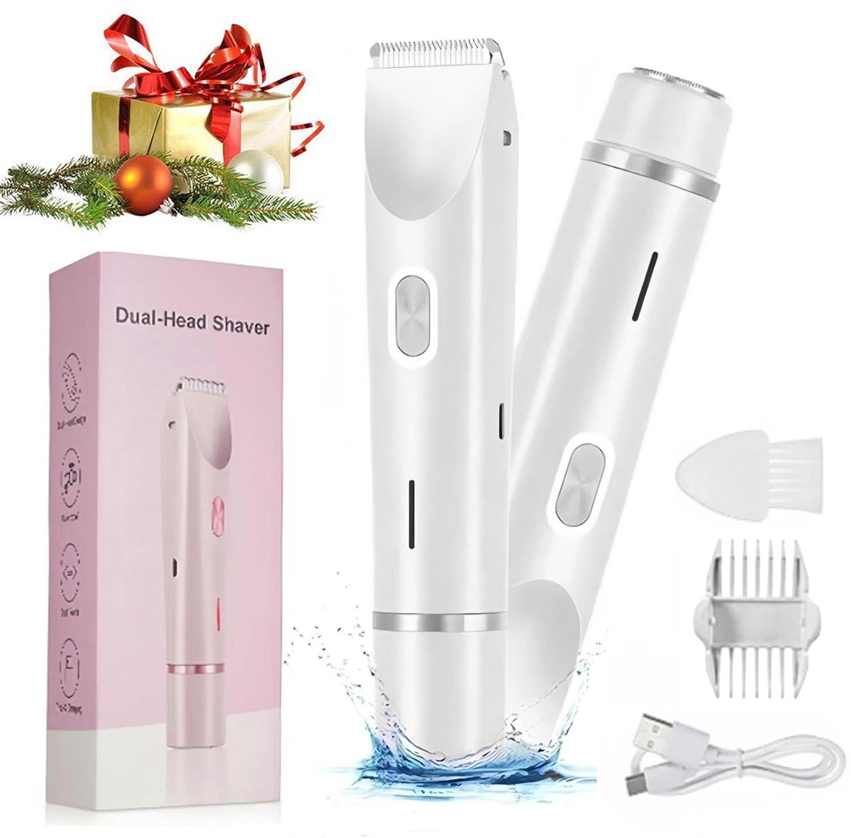 Dubbelkoppig ontharingsapparaat - trimmer - Geschikt voor vrouwen - elektrisch scheer- en ontharingsapparaat - Hair Clipper - Ontharingsapparaat - 2-in-1 elektrisch scheerapparaat - 1 stuk(wit)