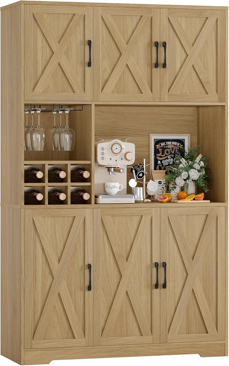 Hoge Keukenkast - Buffetkast Dressoir - Keuken Woonkamer - Verstelbare Planken - 180 x 106 x 37 cm - Bruin
