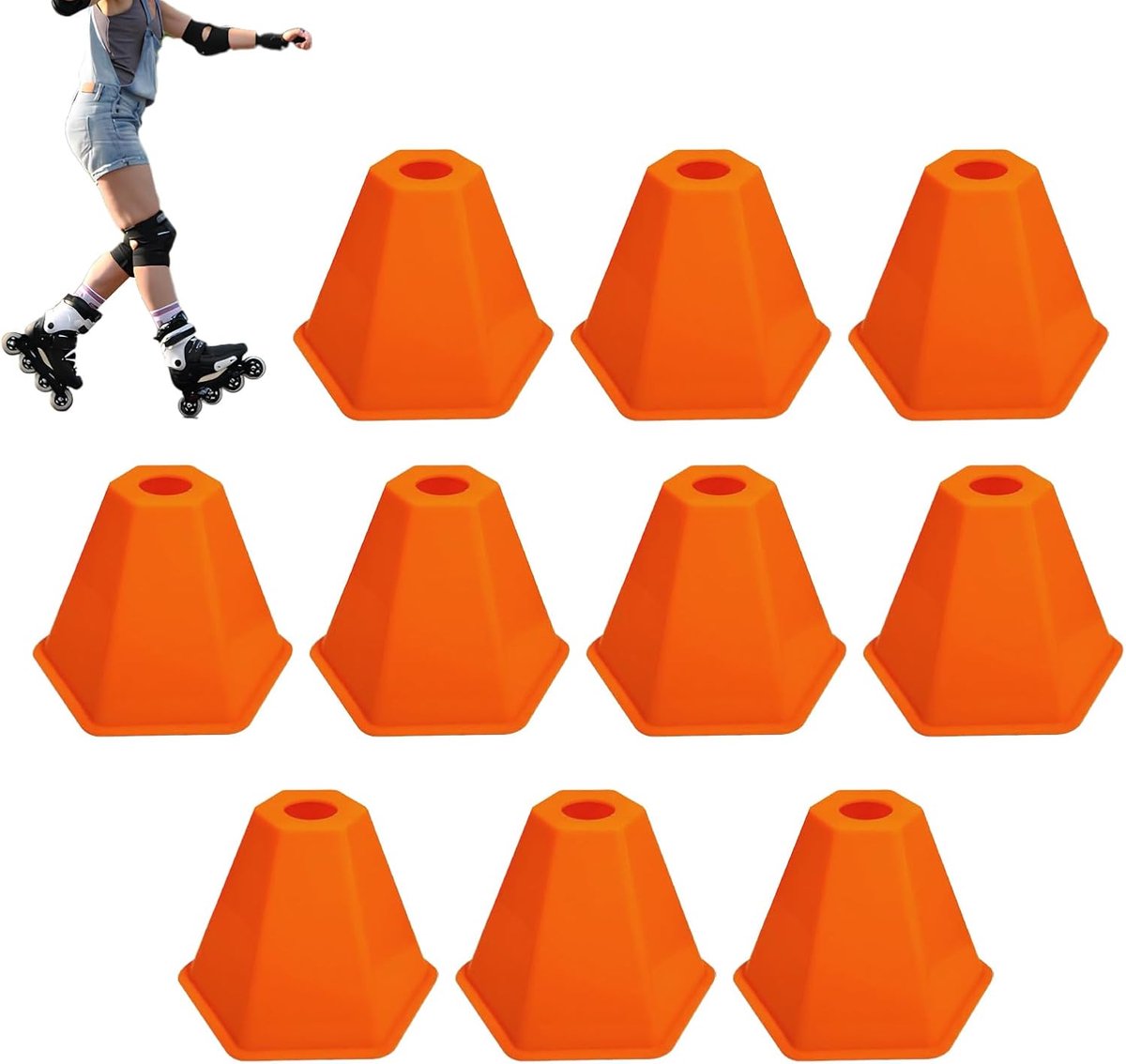 Voetbal Pionnen Set - Markeer Kegels - Sport Training - Hoge Zichtbaarheid All-Weather - 10x13cm - Oranje