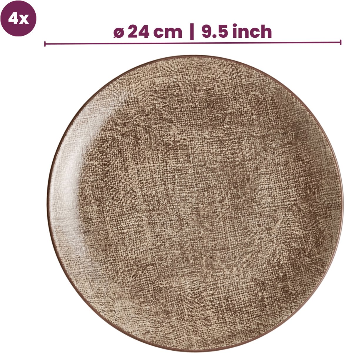 Cookinglife Serviesset Tela Bruin 12-delig - Servies Set 4 Personen - Modern Design Porselein - Vaatwasser- & Magnetronbestendig — afbeelding 5
